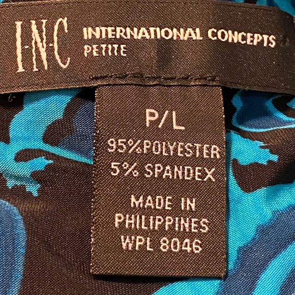 INC Petite Large Paisley Tourqoise and Black Dress - Picture 11 of 12